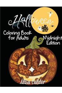 Halloween Adult Coloring Black Background: Midnight Edition Coloring Book