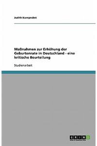 Maßnahmen zur Erhöhung der Geburtenrate in Deutschland - eine kritische Beurteilung