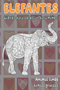 Libros para colorear para niños - Líneas gruesas - Animal lindo - Elefantes