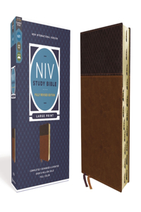 NIV Study Bible, Fully Revised Edition, Large Print, Leathersoft, Brown, Red Letter, Thumb Indexed, Comfort Print