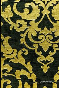 Journal Daily: Antique Black Yellow Damask Design, Unique Stylish Lined Blank Journal Book, 6 X 9, 200 Pages, Daily Journal Notebook