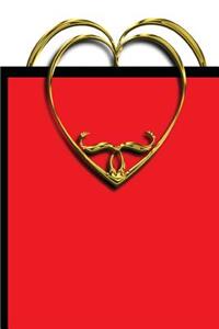 Wedding Journal Fancy Heart Design Red Gold Black