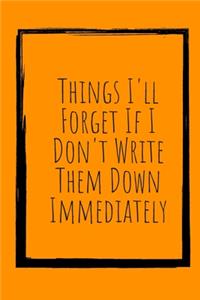 Things I'll Forget If I Don't Write Them Down Immediately