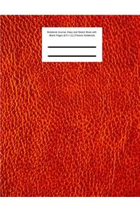 Red Notebook Journal, Diary and Sketch Book with Blank Pages (8.5 x 11) (Texture Notebook)