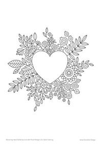 Blooming Heart Bullet Journal with Floral Margins for Adult Coloring