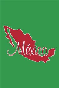 Mexico - Green, Red & White Lined Notebook with Margins