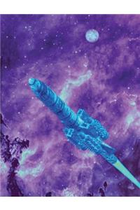 Outer Space Composition Notebook Rocket Ship, Unruled Blank Sketch Paper