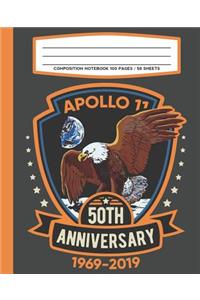 Composition Notebook 100 Pages / 50 Sheets Apollo 11 50th Anniversary 1969-2019