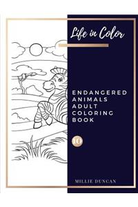 ENDANGERED ANIMALS ADULT COLORING BOOK (Book 10)