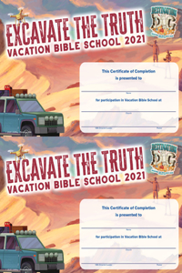 Vbs 2021 Certificates of Completion 50 Certificates