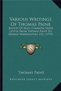 Various Writings of Thomas Paine