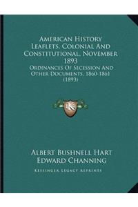 American History Leaflets, Colonial And Constitutional, November 1893