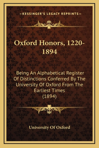 Oxford Honors, 1220-1894