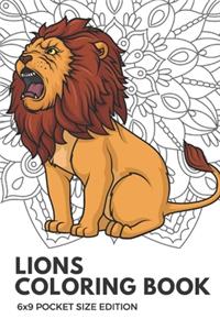 Lions Coloring Book 6x9 Pocket Size Edition