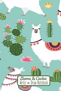 Llama & Cactus Write and Draw Notebook