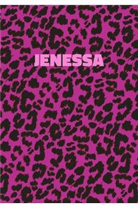 Jenessa: Personalized Pink Leopard Print Notebook (Animal Skin Pattern). College Ruled (Lined) Journal for Notes, Diary, Journaling. Wild Cat Theme Design wi