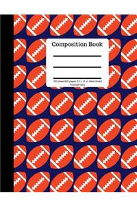 Composition Book 200 Sheet/400 Pages 8.5 X 11 In.-Wide Ruled-Football-Navy