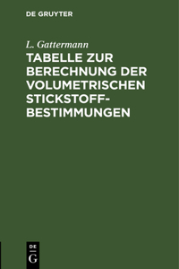 Tabelle Zur Berechnung Der Volumetrischen Stickstoff-Bestimmungen