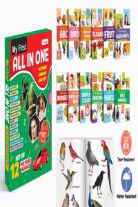 Ukg Class My First All in One Picture Library Box Set of 12 books (Green Edition) : book set for children, Early learning library book, ABC, Numbers, Fruits, Birds, Flowers, Farm & Pet Animals, Wild Animals, Parts of the Body, Vegetables, Shapes &