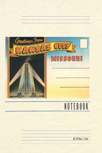 Vintage Lined Notebook Postcard Folder, Greetings from Kansas City, Missouri