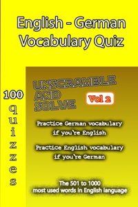 English - German Vocabulary Quiz - Match the Words - Volume 2