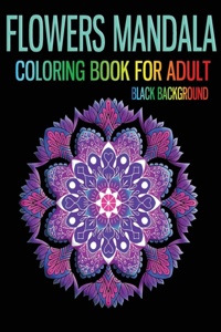 Flowers mandala coloring book for adult black background