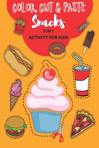 Color, Cut and Paste Snacks Activity for Kids