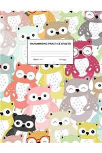 Handwriting Practice Sheets: Cute Blank Lined Paper Notebook for Writing Exercise and Cursive Worksheets - Perfect Workbook for Preschool, Kindergarten, 1st, 2nd, 3rd and 4th Gr