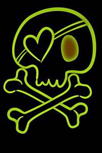 Green Skull and Crossbones Journal: 160 Page Lined Journal/Notebook