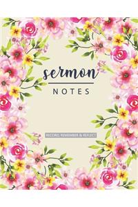 Sermon Notes Record, Remmember & Reflect