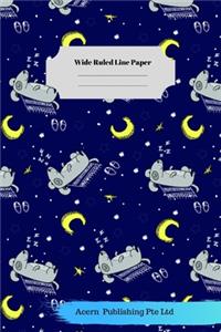 Sleep Dog Theme Wide Ruled Line Paper