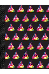 My Super Cute Black Rainbow Poop Emoji 2x2 Quad Graph Paper Notebook