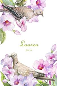 Lauren Journal: Personalized Name Journal or Diary Notebook for Women to Write In, Birds and Flowers (Gift Journal)