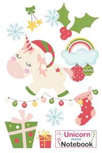 Unicorn Journal Notebook: White Xmas Unicorns Christmas Decorations Theme Notebook Journal Diary