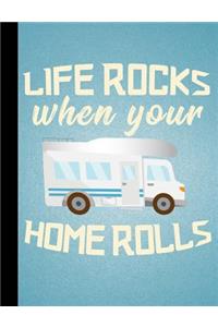 Life Rocks When Your Home Rolls, Nomads, Composition Book, 4x4 Quad Rule Graph Paper