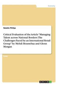Critical Evaluation of the Article 