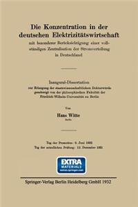Die Konzentration in der deutschen Elektrizitätswirtschaft