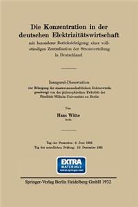 Die Konzentration in Der Deutschen Elektrizitätswirtschaft