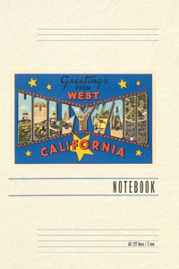 Vintage Lined Notebook Large Letter Greetings from West Hollywood, California