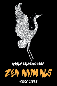 Adult Coloring Book Zen Animals - Thick Lines