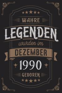 Wahre Legenden wurden im Dezember 1990 geboren: Vintage Geburtstag Notizbuch - individuelles Geschenk für Notizen, Zeichnungen und Erinnerungen - liniert mit 100 Seiten