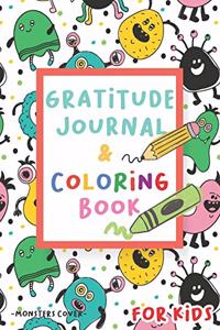 Gratitude Journal and Coloring Book for Kids - Monsters Cover