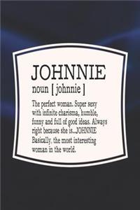 Johnnie Noun [ Johnnie ] the Perfect Woman Super Sexy with Infinite Charisma, Funny and Full of Good Ideas. Always Right Because She Is... Johnnie
