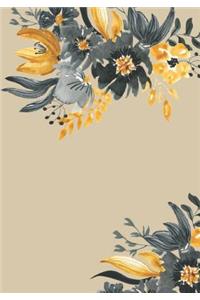 Black and Gold Watercolor Floral Lined Undated Journal