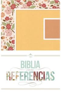 RVR 1960 Biblia con Referencias, floral, durazno/damasco símil piel