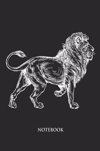 Lion Notebook: Half Picture Half Wide Ruled Notebook - Large (8.5 x 11 inches) - 110 Numbered Pages - Black Softcover