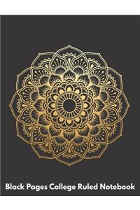 Black Pages College Ruled Notebook