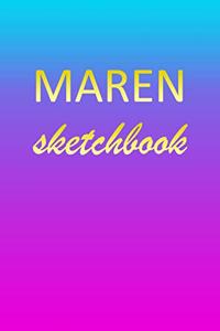 Maren: Sketchbook - Blank Imaginative Sketch Book Paper - Pink Blue Gold Custom Letter M Personalized Cover - Teach & Practice Drawing for Experienced & As