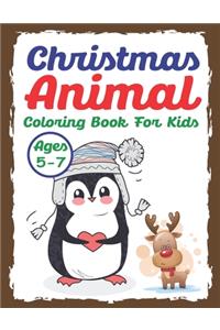 Christmas Animal Coloring Book for Kids Ages 5-7