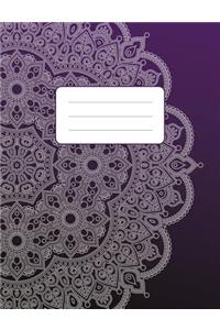 Composition Notebook: Mandala - Purple & Black: 100 Pages of 7.5
